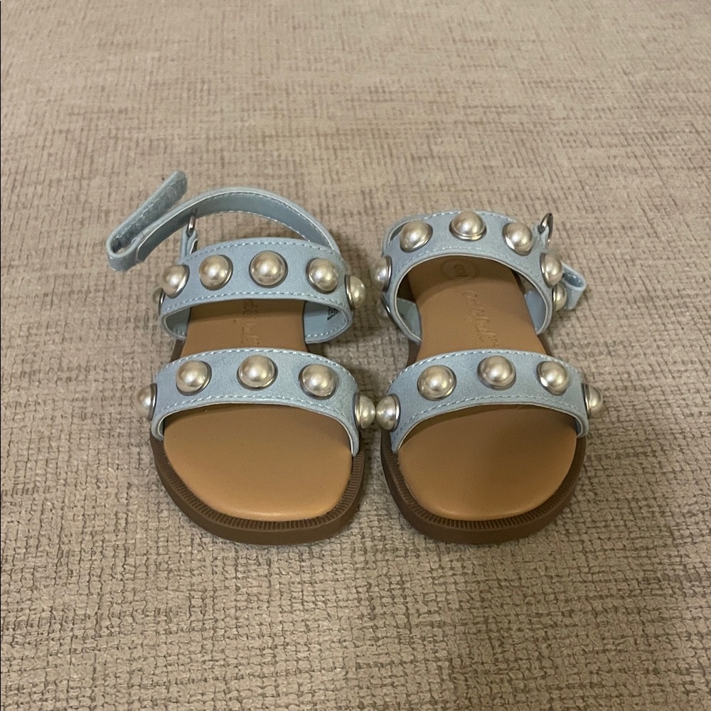 Zara Kids Light Blue Sandals with Pearl Details